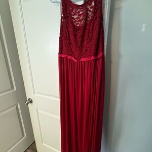 David's Bridal Burgundy Lace Maxi Dress